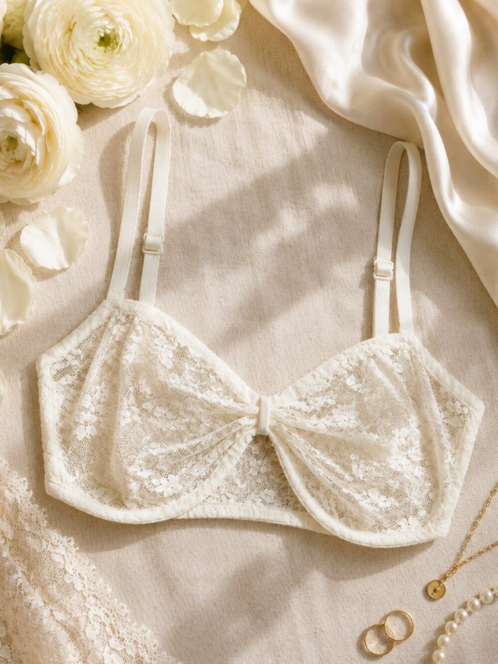 Lioness Delilah Lace Bralette Ivory Adjustable Strap Soft Cup Bra US 14